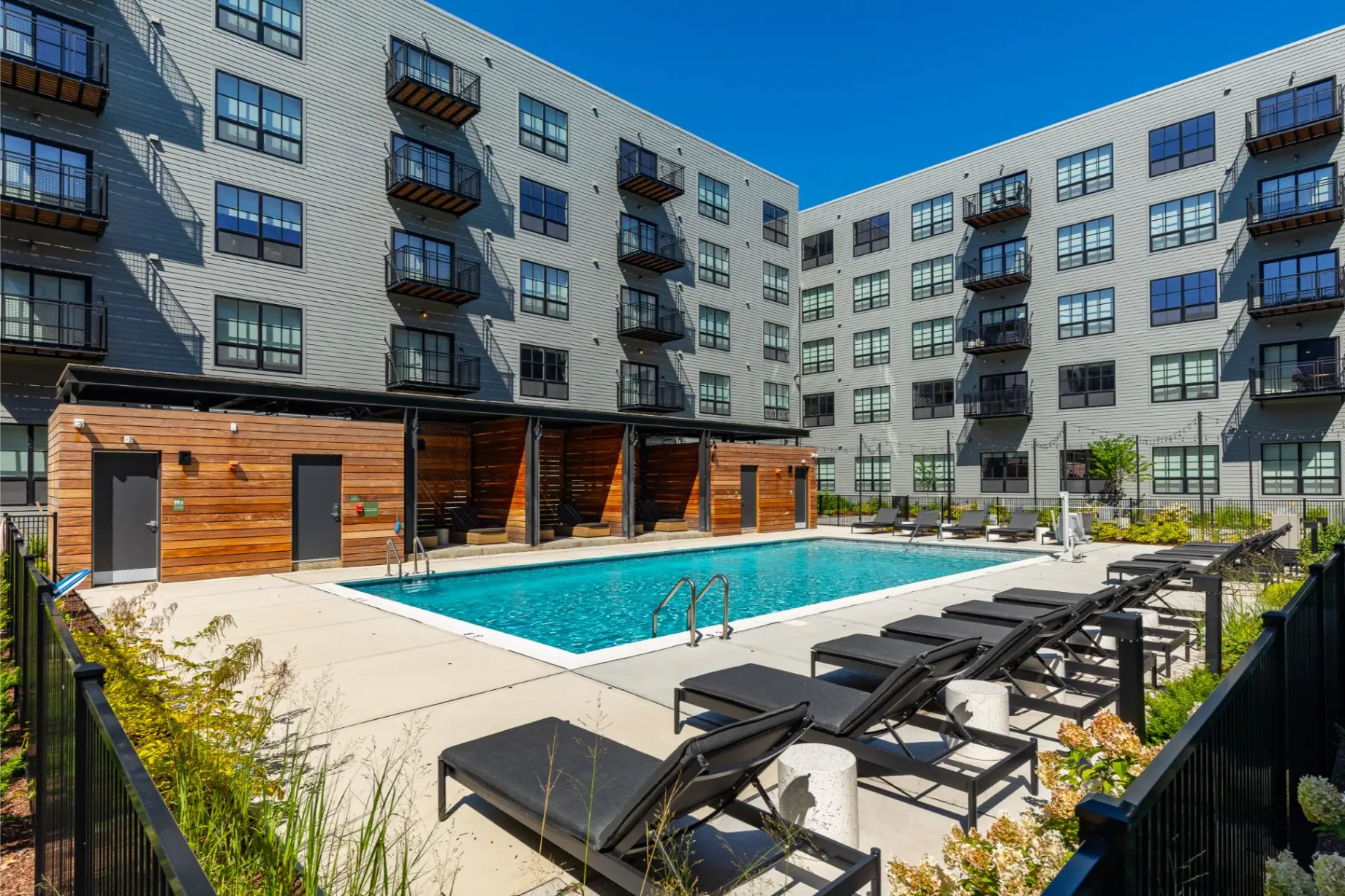 Outdoor Lighting, Landscaping, and Lounge Chairs